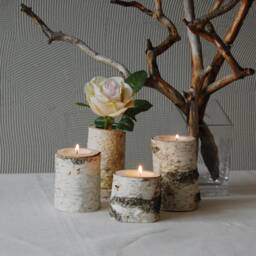 Rustic Birch Branch Candleholders Set Of 3, Wooden Tealight Holders, Hygge Home Decor - thumbnail 4