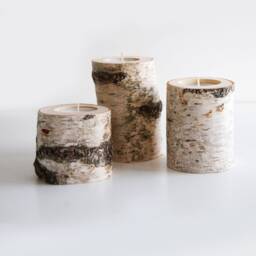 Rustic Birch Branch Candleholders Set Of 3, Wooden Tealight Holders, Hygge Home Decor - thumbnail 2