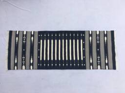 Multiple Sizes Black Cotton Runner Handmade Rug - Hand Woven & White - thumbnail 1