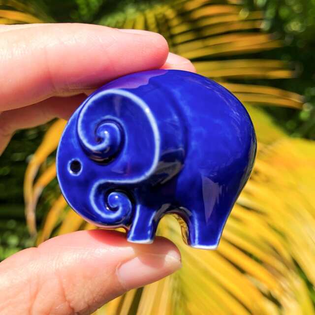 Lucky Ceramic Elephant Figurine Handmade Porcelain Statue - image 1