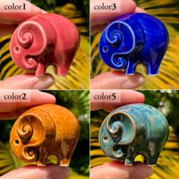 Lucky Ceramic Elephant Figurine Handmade Porcelain Statue - thumbnail 3