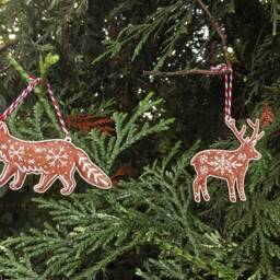 Set Of 4 Gingerbread Animal Wooden Decorations/Christmas Tree Ornament Winter Gift Holiday Stocking Filler - thumbnail 4