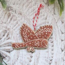 Set Of 4 Gingerbread Animal Wooden Decorations/Christmas Tree Ornament Winter Gift Holiday Stocking Filler - thumbnail 2