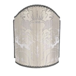 Venetian Lamp Shade Pearl Grey Rubelli San Marco Pure Silk Crinkled Damask Fabric Half Lampshade - Handmade in Italy - thumbnail 1
