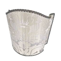 Venetian Lamp Shade Pearl Grey Rubelli San Marco Pure Silk Crinkled Damask Fabric Half Lampshade - Handmade in Italy - thumbnail 2