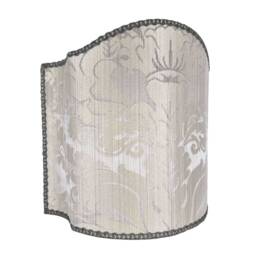 Venetian Lamp Shade Pearl Grey Rubelli San Marco Pure Silk Crinkled Damask Fabric Half Lampshade - Handmade in Italy - thumbnail 3