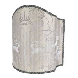Venetian Lamp Shade Pearl Grey Rubelli San Marco Pure Silk Crinkled Damask Fabric Half Lampshade - Handmade in Italy - thumbnail 4