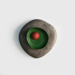 Organic Wall Lamp From Paper Mache - Dark Grey - thumbnail 2