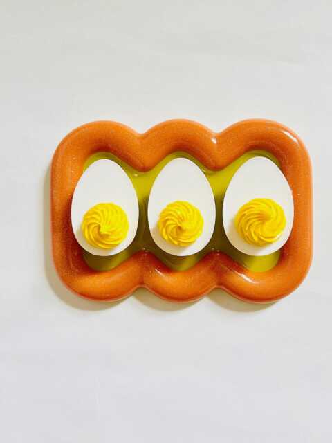 Deviled Egg Wall Hanging/Dopamine D??cor/Fake Food/Kitchen D??cor/Food D??cor/Pop Art/Maximalist D??cor/Unique Gift/Funny Decor - image 1