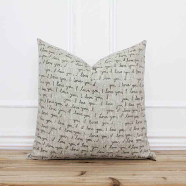 Script Pillow Cover I Love You Monogram Accent Decorative Throw Cushion 20x20 16x26 18x18 Pillows - Sara - image 1
