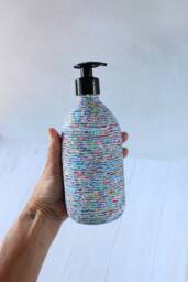 Glass Liquid Soap Dispenser 500Ml Polymer Clay Coated Pump Bottle