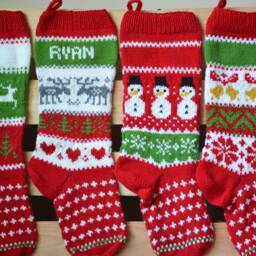 Personalized Christmas Stocking Hand Knitted Gift Decoration - thumbnail 2