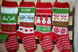 Personalized Christmas Stocking Hand Knitted Gift Decoration - thumbnail 1