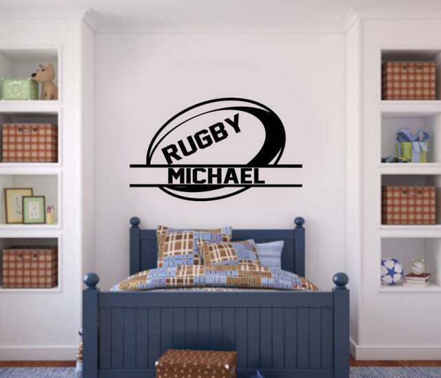Personalized Rugby Ball Wall Decal Boys Room Sports Decor - image 1