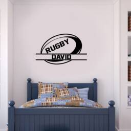 Personalized Rugby Ball Wall Decal Boys Room Sports Decor - thumbnail 2