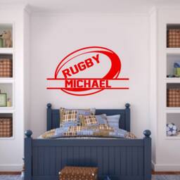 Personalized Rugby Ball Wall Decal Boys Room Sports Decor - thumbnail 3