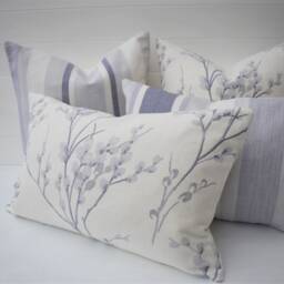 Laura Ashley Purple Stripe Cushion Pale Iris Handmade With Zip Closure - thumbnail 4