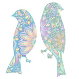 Pastel Birds On Tree Branch Wall Decal Set - thumbnail 3