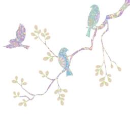 Pastel Birds On Tree Branch Wall Decal Set - thumbnail 4