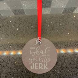 Home Alone Quote Look What You Did Little Jerk Christmas Tree Bauble Decorations Natural Slate - thumbnail 3
