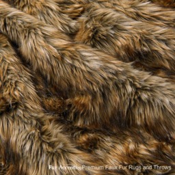 Faux Fur Throw Blanket - Light/Medium Brown Wolf, Cuddle Lining - thumbnail 3