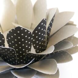 Small Paper Lotus Lantern -Black & Cream Polkadots - thumbnail 2