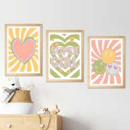 Super Girl Wall Art Prints Retro Smiley Face Poster, Trendy Chic Bedroom Decor - thumbnail 2