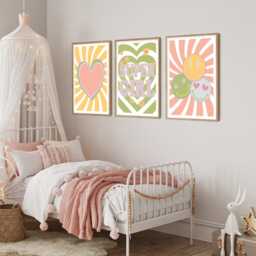 Super Girl Wall Art Prints Retro Smiley Face Poster, Trendy Chic Bedroom Decor - thumbnail 3