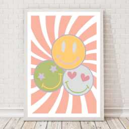 Super Girl Wall Art Prints Retro Smiley Face Poster, Trendy Chic Bedroom Decor - thumbnail 4