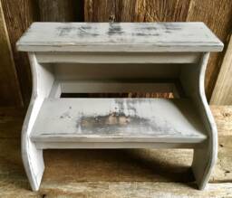 Bed Steps Farmhouse Gray Distressed With Two Stairs Customizable For People Or Pets