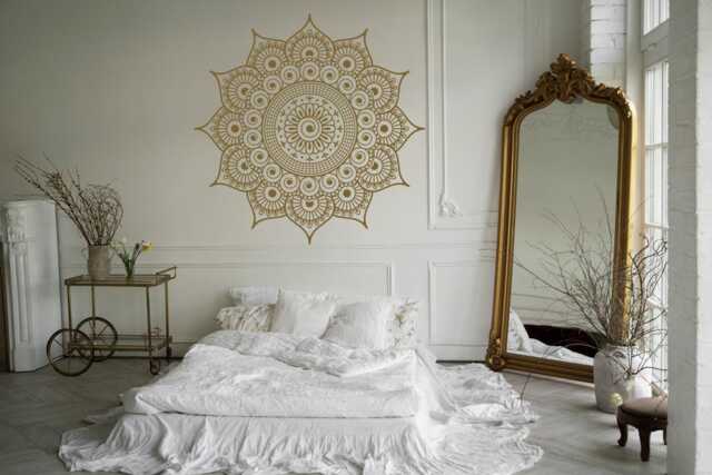 Gold Mandala Wall Decal Boho Yoga Studio Decor - image 1