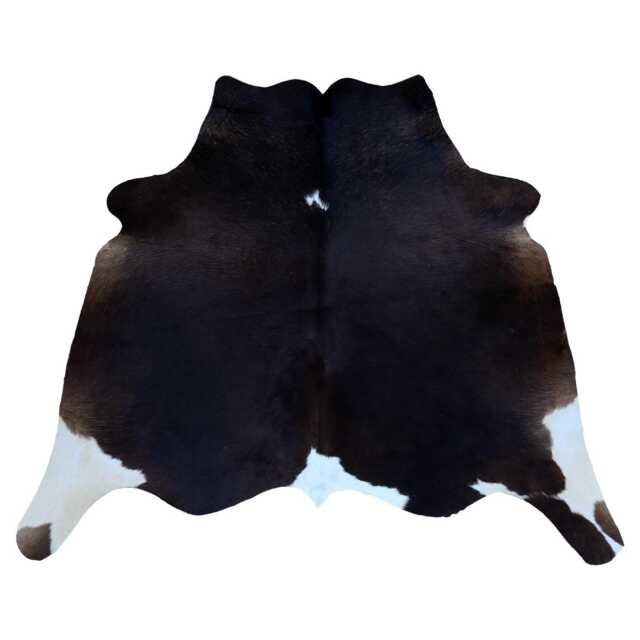 Chic Medium Cowhide Rug - Dark Brown & White Hair-On Leather For Sophisticated Spaces - image 1