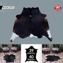 Chic Medium Cowhide Rug - Dark Brown & White Hair-On Leather For Sophisticated Spaces - thumbnail 2