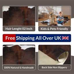 Chic Medium Cowhide Rug - Dark Brown & White Hair-On Leather For Sophisticated Spaces - thumbnail 4