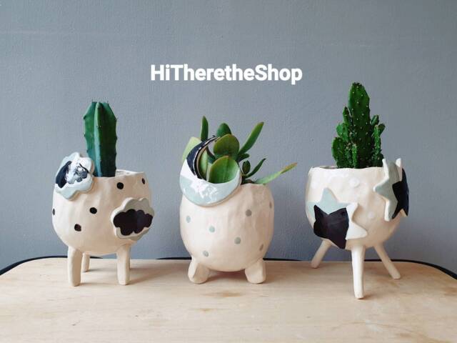 The Moon, Star & Cloud Collection - Handmade Ceramic Plant Pot, Indoor Outdoor Planter, Home Decor, Gifts, Holder, Succulent Cactus Pot - image 1