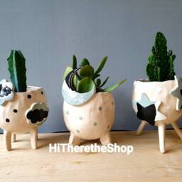 The Moon, Star & Cloud Collection - Handmade Ceramic Plant Pot, Indoor Outdoor Planter, Home Decor, Gifts, Holder, Succulent Cactus Pot - thumbnail 4