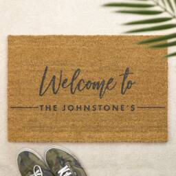 Personalised Brush Door Mat Front Custom Printed First Home Couple's Gift Family Name - thumbnail 1