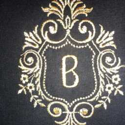 Black Linen Embroidered Gold Monogram Pillow - thumbnail 4