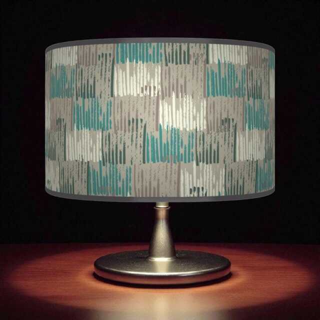 Abstract Lampshade - Teal Blue & Grey Drum Pendant Light Handmade Modern Ceiling Shade For Artistic Home Decor - image 1