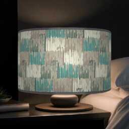 Abstract Lampshade - Teal Blue & Grey Drum Pendant Light Handmade Modern Ceiling Shade For Artistic Home Decor - thumbnail 3