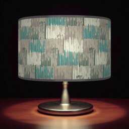 Abstract Lampshade - Teal Blue & Grey Drum Pendant Light Handmade Modern Ceiling Shade For Artistic Home Decor - thumbnail 1
