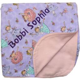 Handmade Two Sided Flannel Baby Blanket Personalized By Embroidery - Ballet On Lavender