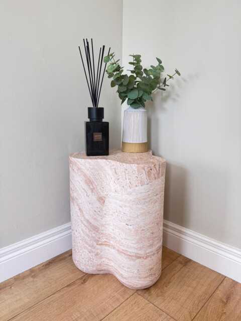 Organic Pillar Side Table - Natural Stone Effect End Living Room Accent - image 1