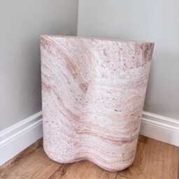 Organic Pillar Side Table - Natural Stone Effect End Living Room Accent - thumbnail 3