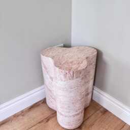 Organic Pillar Side Table - Natural Stone Effect End Living Room Accent - thumbnail 4