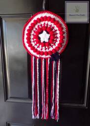 Crocheted Patriotic Red, White, & Blue Door/Wall Hanger/Fourth Of July Decor Boho Style Door/Wall Hanger - thumbnail 1