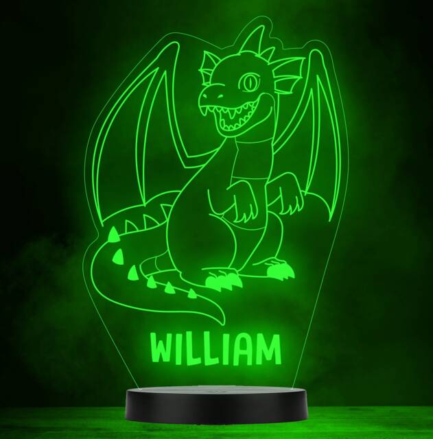 Dragon Cartoon Wings Personalised Gift Colour Changing Led Lamp Night Light - image 1