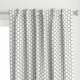 Hexagon Curtain Panel - Geometric Honeycomb Kitchen Decor Hex Simple Custom Subway_Tile_Hex By Holli_Zollinger - thumbnail 1