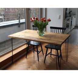 Handmade Custom Rustic Hairpin Dining Table - Built From Reclaimed Wood in East London - thumbnail 3
