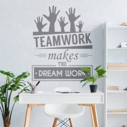 Teamwork Makes The Dream Work - Office Wall Art Corporate Supplies Decor Sticker Skutwrk - thumbnail 3
